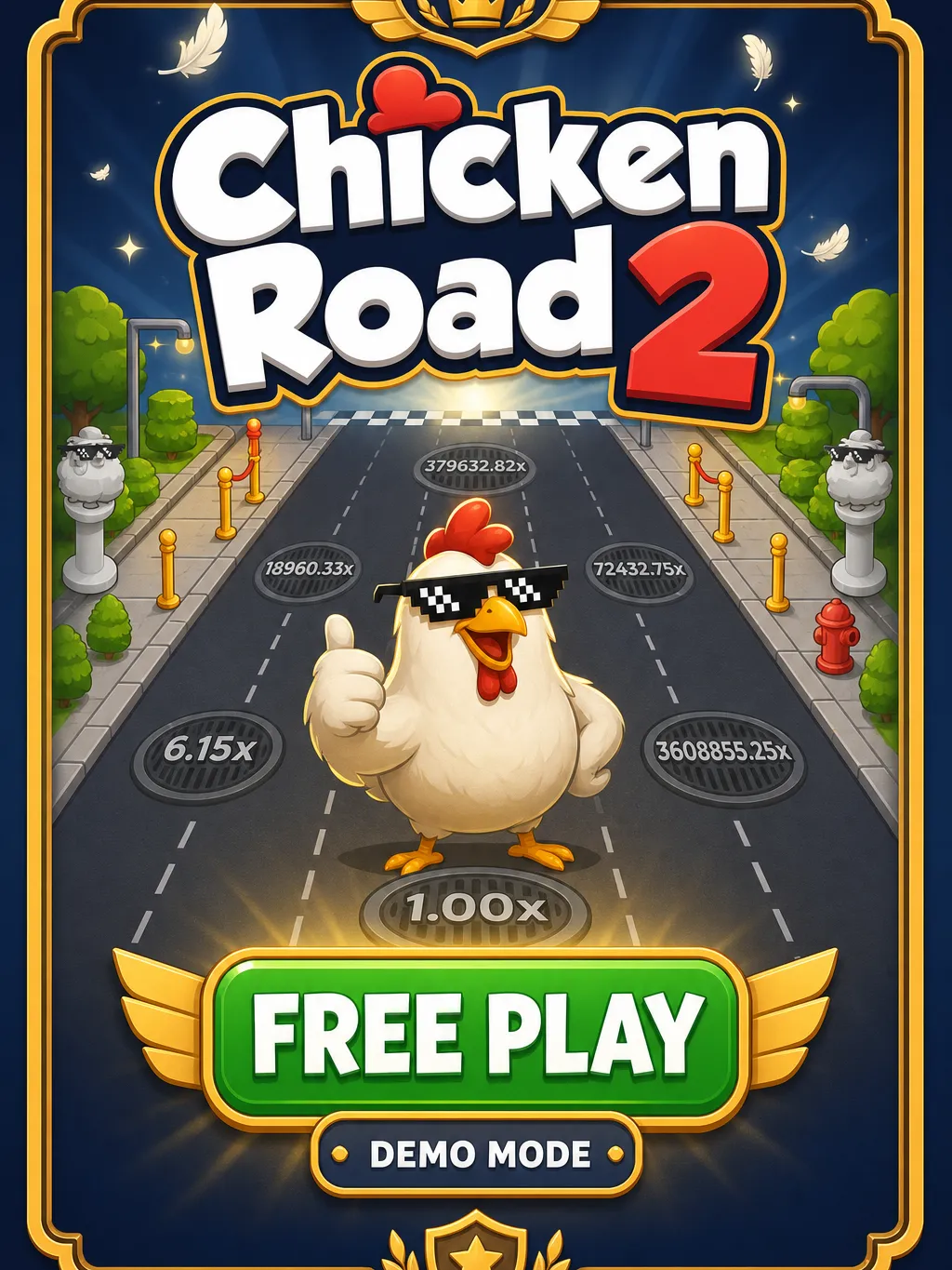 Chicken Road 2 2 2 free demo start screen showing virtual credit balance